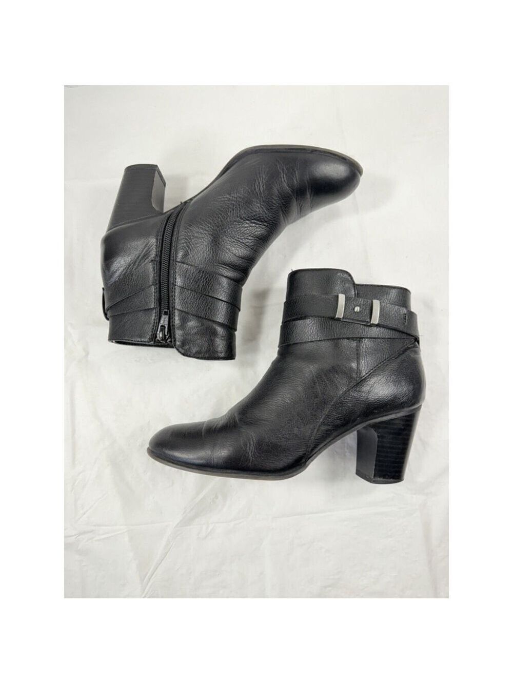 Giani Bernini Calae Womens size 7 M Black leather Ankle zip Boots Shoes